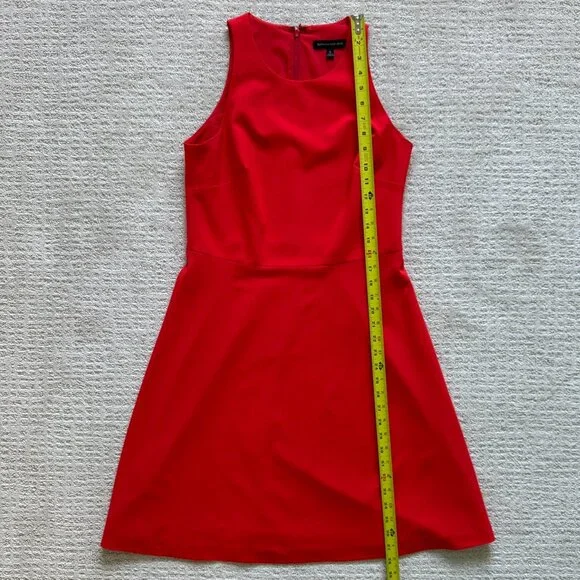 BANANA REPUBLIC | Lightweight Wool Orange Sleeveless Fit & Flare Dress Sz 8 - Picture 6 of 7